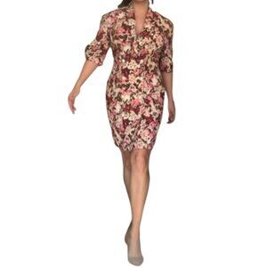 Vintage 80'  Floral Double-Breasted Dress